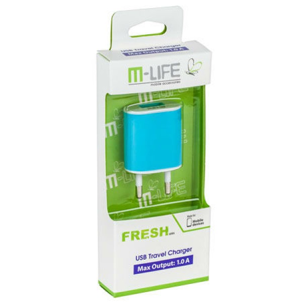 INCARCATOR RETEA SLOT USB 1A ALBASTRU M-LIFE