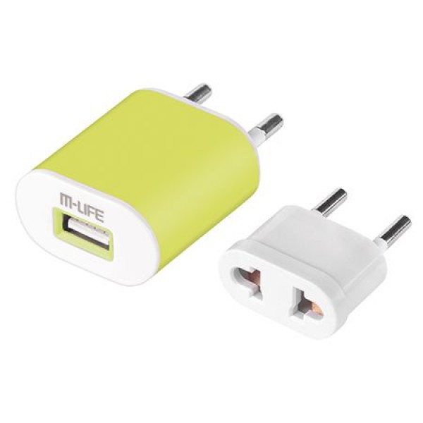 INCARCATOR USB 1A CU ADAPTOR M-LIFE VERDE