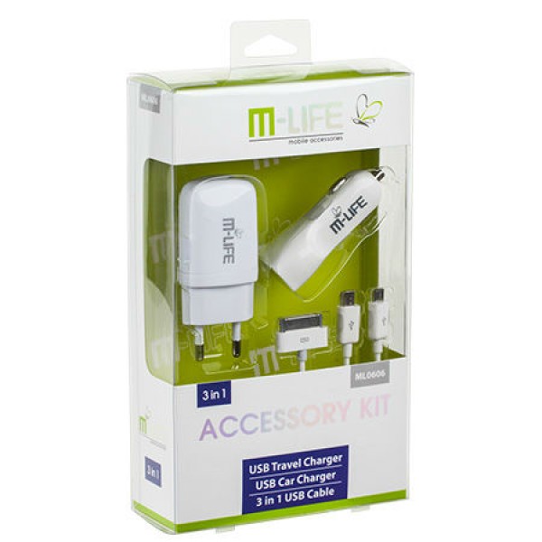 USB TRAVEL CHARGER KIT 3 IN 1 M-LIFE