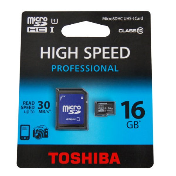 MICRO SD CARD 16GB CLASS 10 CU ADAPTOR TOSHIB