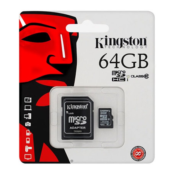 MICRO SD CARD 64GB CLASS 10 ADAPTOR KINGSTON