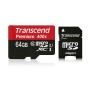 MICRO SD CARD 64GB CLS 10 CU ADAPTOR TRANSCEN