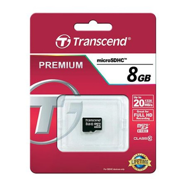 MICRO SD CARD 8GB CLS 10  TRANSCEND