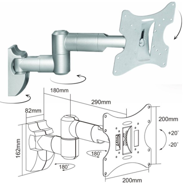 SUPORT TV 23-42 INCH 30 KG SILVER