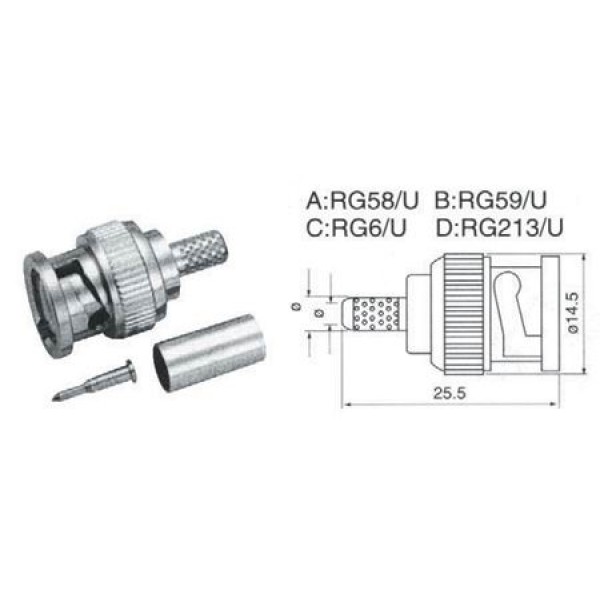 MUFA BNC RG58 TATA PENTRU SERTIZARE